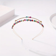 Colorful Rhinestone Hair Band Double Layered Headband Crystal Head Hoop
