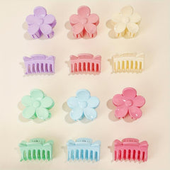 6pcs Glossy Style Hair Claw Flower Shape Shark Claw Ponytail Holder