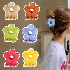 Frosted Big Flower Hair Claw Back Head Mini Shark Claw Headdress