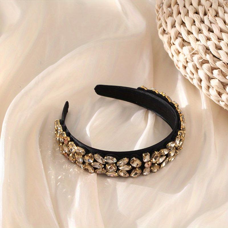 Baroque Rhinestone Headband Crystal Head Hoop Wide Headdress Hair Accessories