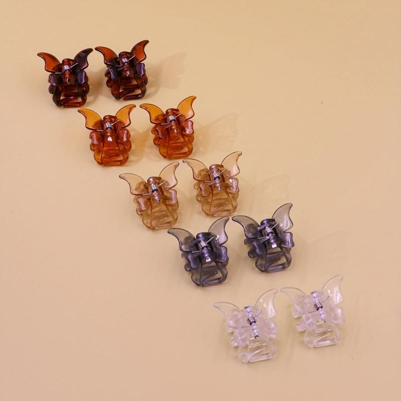 10pcs Mini Butterfly Claw Clips Jelly Hair Claw Nonslip Shark Claw