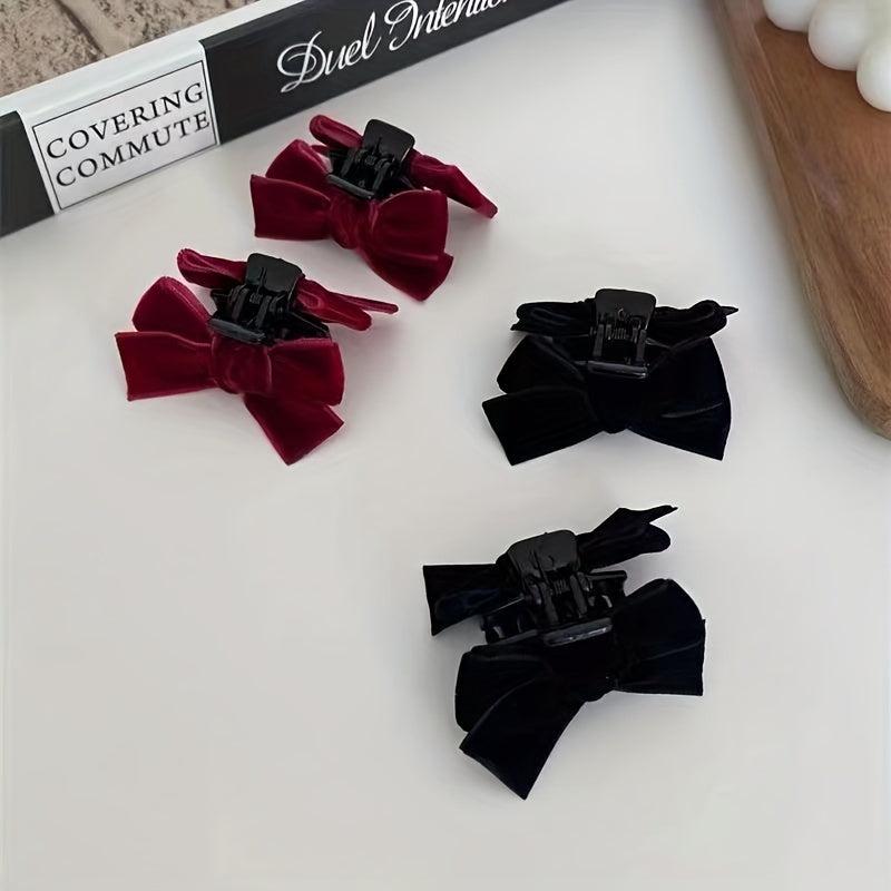 2pcs Velvet Bow Hair Claw Vintage Hair Accessories