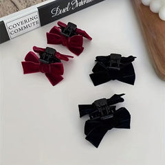 2pcs Velvet Bow Hair Claw Vintage Hair Accessories