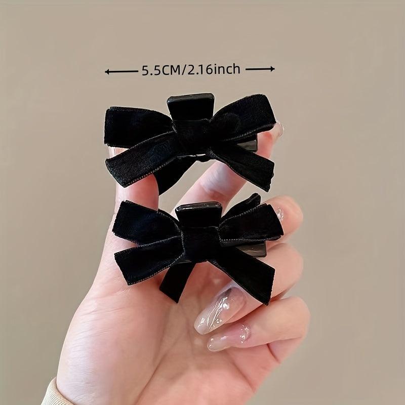 2pcs Velvet Bow Hair Claw Vintage Hair Accessories