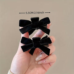 2pcs Velvet Bow Hair Claw Vintage Hair Accessories