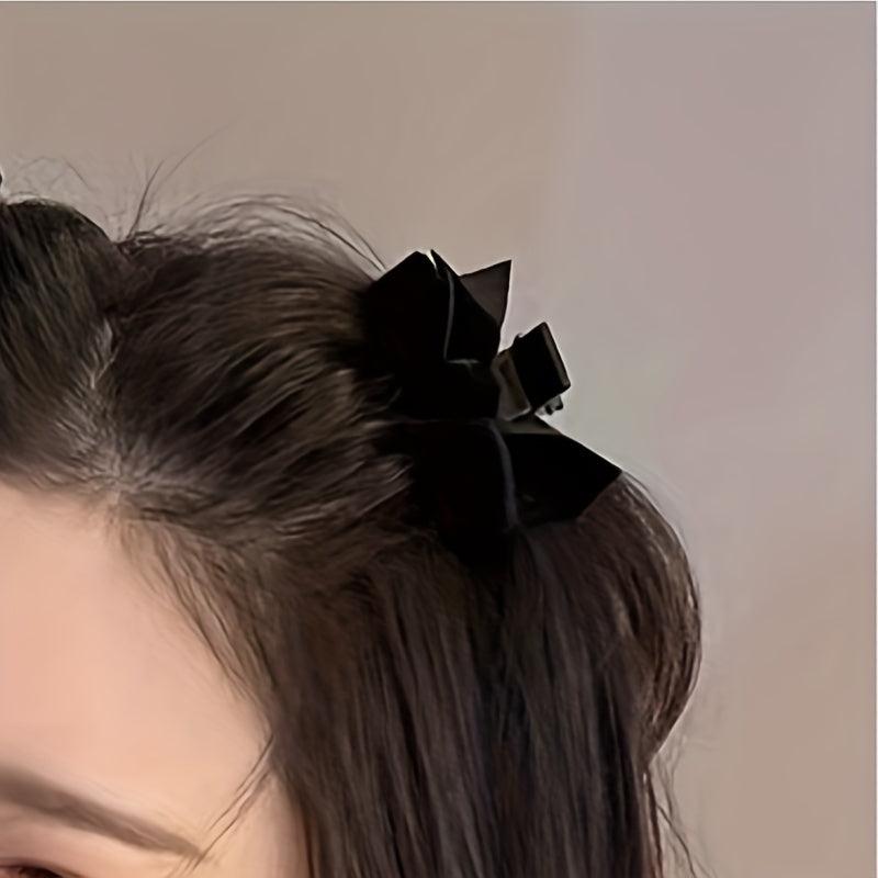 2pcs Velvet Bow Hair Claw Vintage Hair Accessories