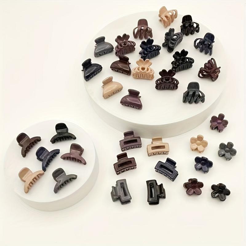 6pcs Mini Hair Claw Clip Solid Flower Shaped Hair Clip for Women Girls