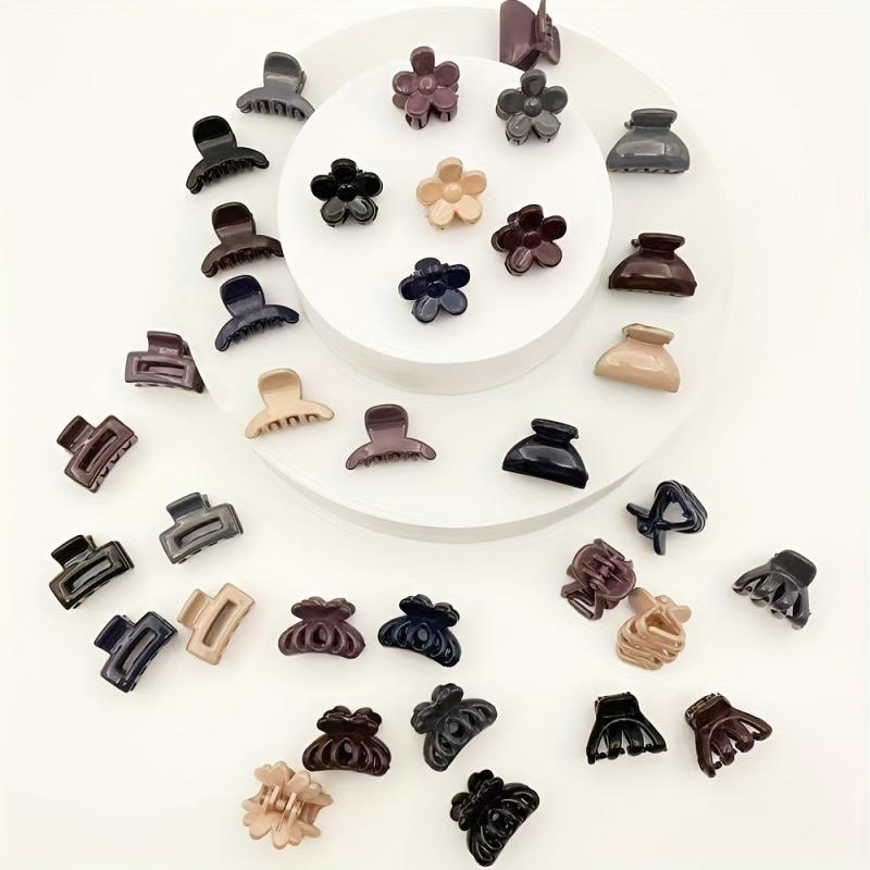 6pcs Mini Hair Claw Clip Solid Flower Shaped Hair Clip for Women Girls