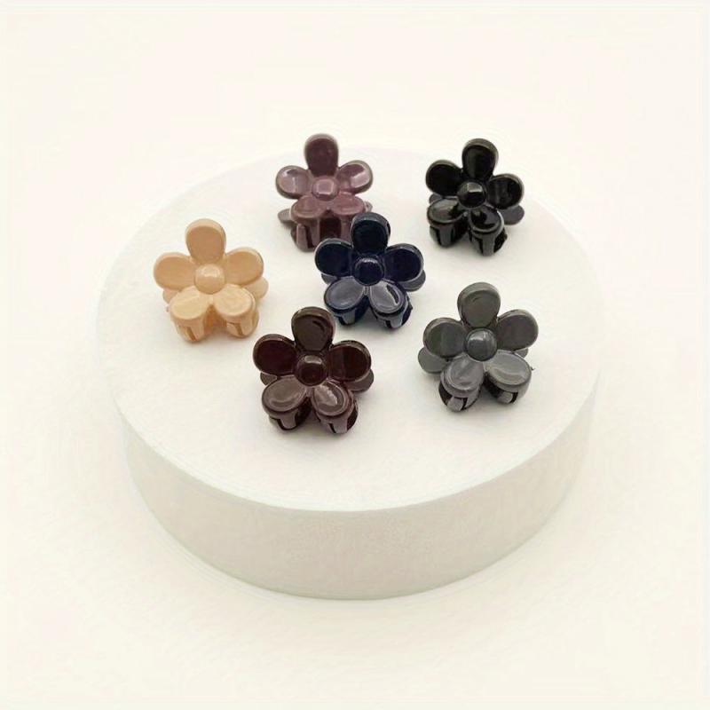 6pcs Mini Hair Claw Clip Solid Flower Shaped Hair Clip for Women Girls