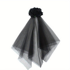 Rose Blossom Mesh Hair Clip With Veil Witch Dressing Headwear