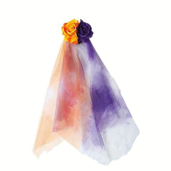 Rose Blossom Mesh Hair Clip With Veil Witch Dressing Headwear