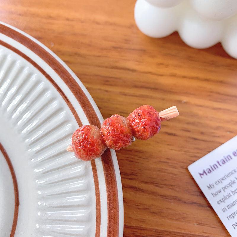 Lotus Root Meat Ball Skewer Duck Billed Hair Clip Funny Food Series