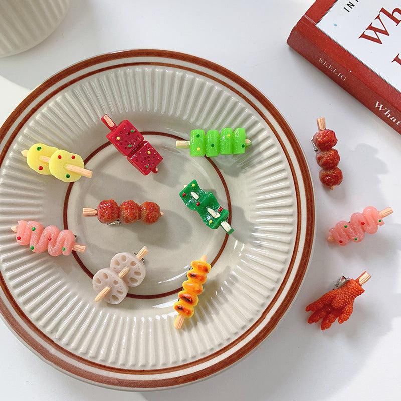 Lotus Root Meat Ball Skewer Duck Billed Hair Clip Funny Food Series