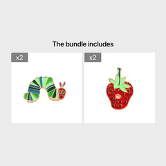 Cute Strawberry Worm Enamel Pins