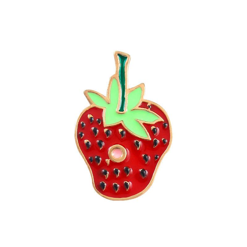 Cute Strawberry Worm Enamel Pins