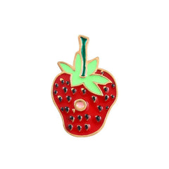 Cute Strawberry Worm Enamel Pins