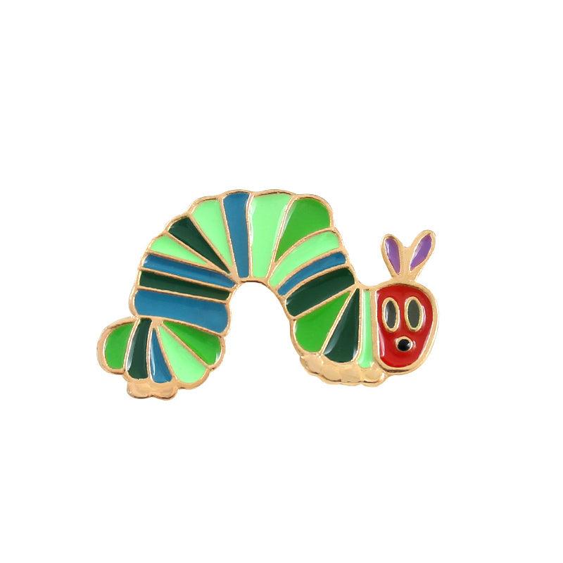 Cute Strawberry Worm Enamel Pins