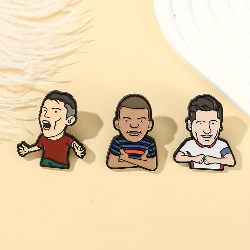 Funny Soccer Player Enamel Brooch