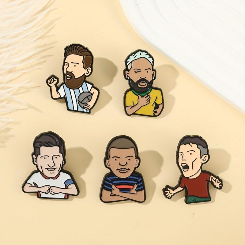 Funny Soccer Player Enamel Brooch