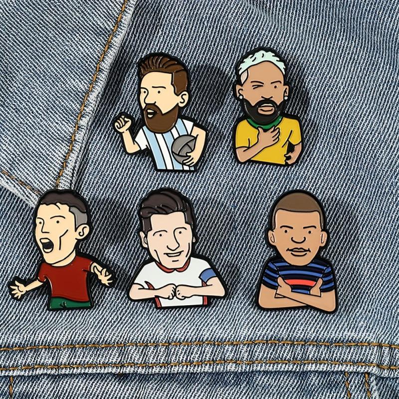 Funny Soccer Player Enamel Brooch