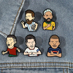 Funny Soccer Player Enamel Brooch