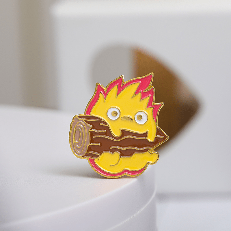 Lovely Flame Wood Alloy Brooch