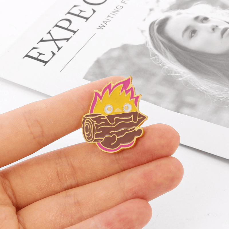 Lovely Flame Wood Alloy Brooch