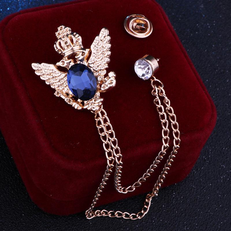 Vintage Business Alloy Tassel Chain Brooch for Men