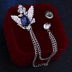Vintage Business Alloy Tassel Chain Brooch for Men