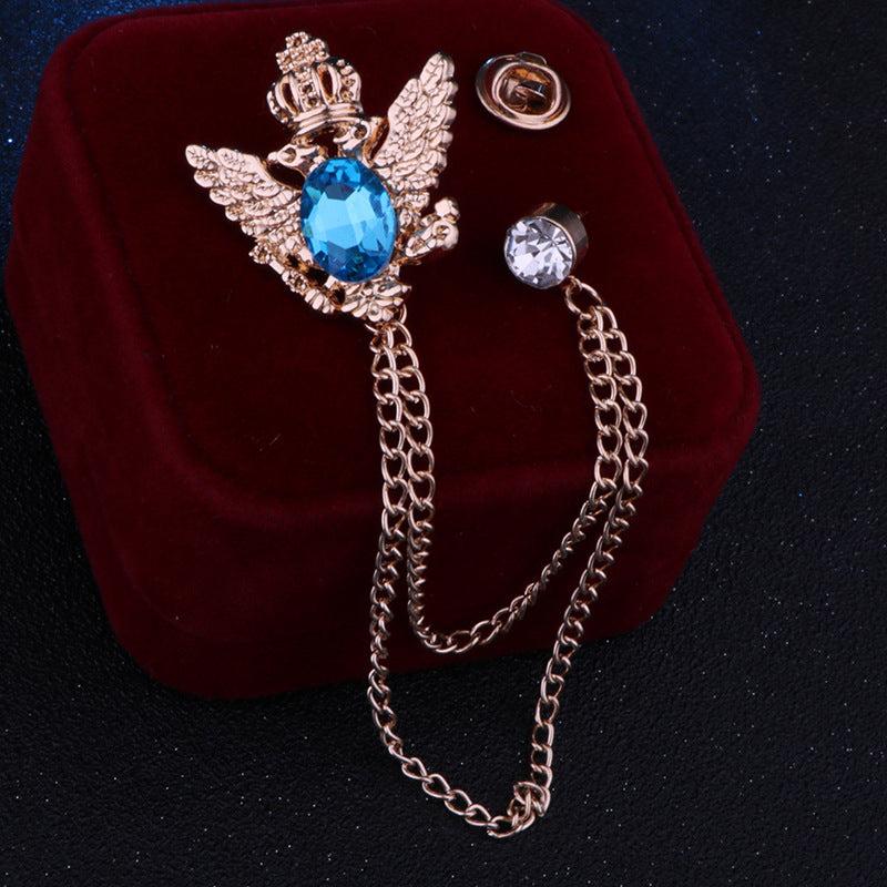 Vintage Business Alloy Tassel Chain Brooch for Men