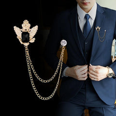 Vintage Business Alloy Tassel Chain Brooch for Men
