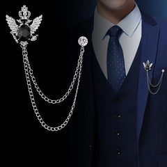 Vintage Business Alloy Tassel Chain Brooch for Men
