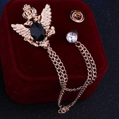 Vintage Business Alloy Tassel Chain Brooch for Men