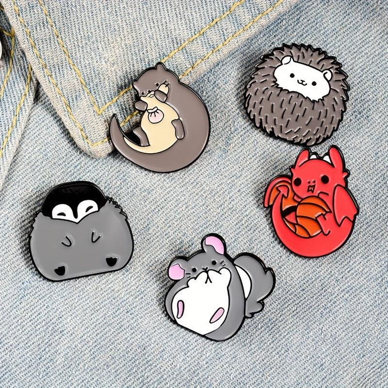 5pcs Random Cartoon Animal Brooch Bag Accessory Pin For Men
