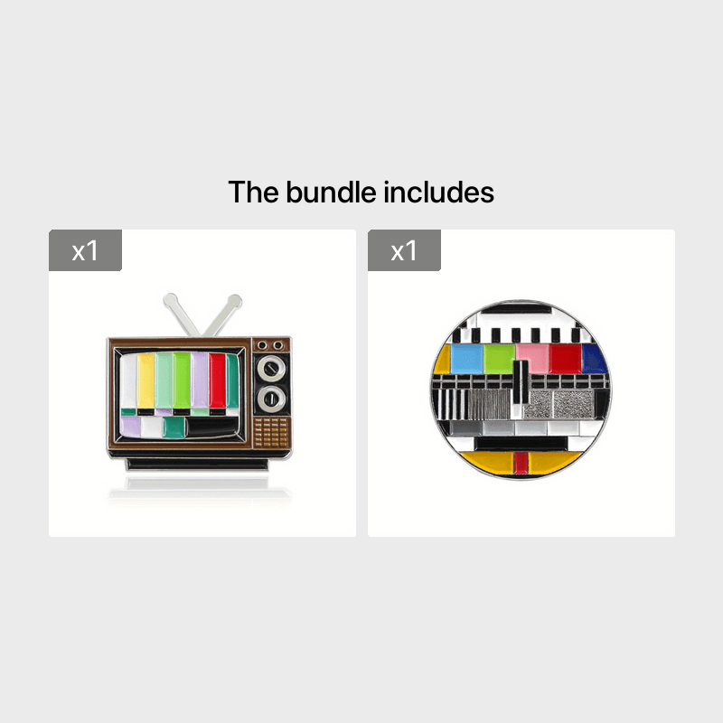Retro TV Rainbow Striped Brooch