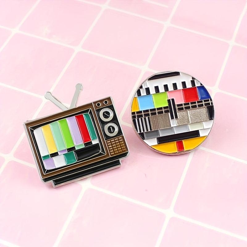 Retro TV Rainbow Striped Brooch