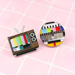 Retro TV Rainbow Striped Brooch