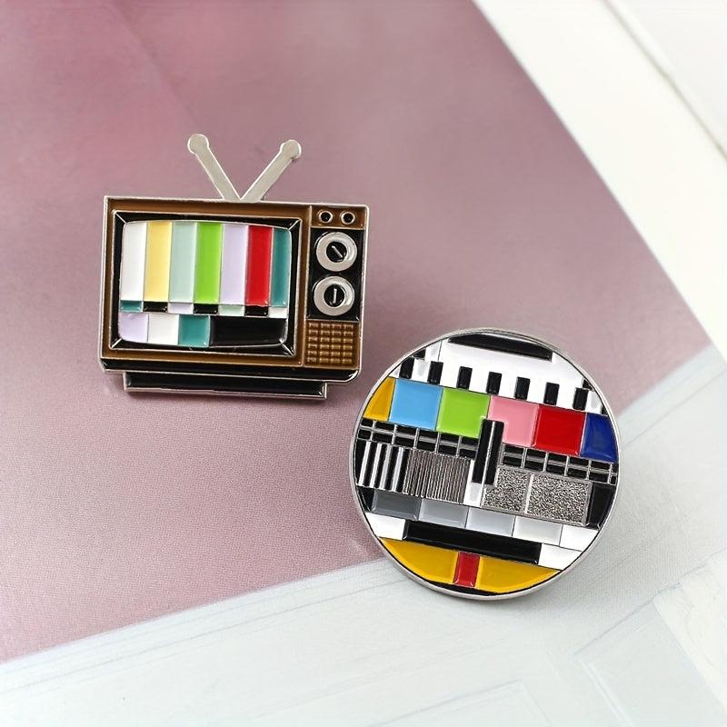 Retro TV Rainbow Striped Brooch