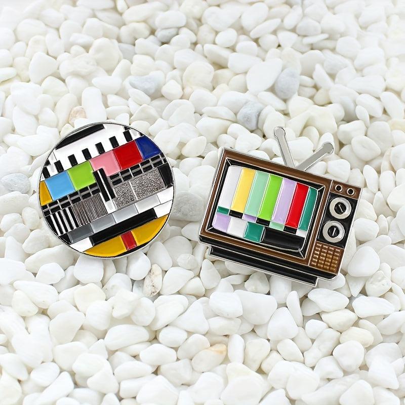 Retro TV Rainbow Striped Brooch