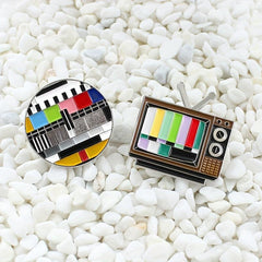 Retro TV Rainbow Striped Brooch