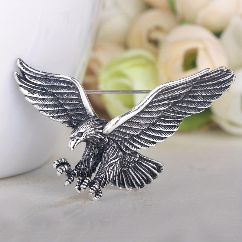 Vintage Flying Eagle Brooch Pin for Men Casual Clothing Jewelry