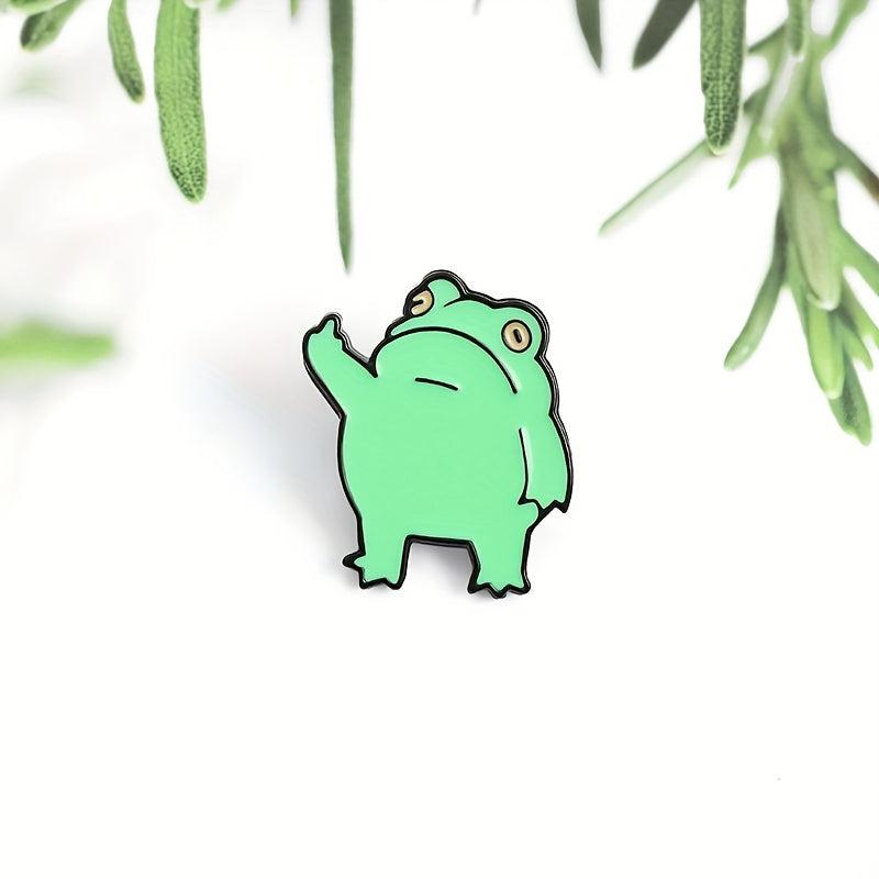 Funny Frog Brooch For Men Cartoon Baked Paint Enamel Frog Pin