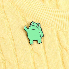 Funny Frog Brooch For Men Cartoon Baked Paint Enamel Frog Pin