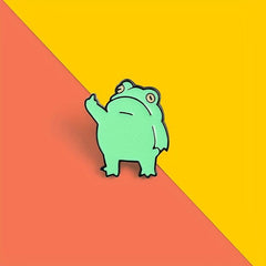 Funny Frog Brooch For Men Cartoon Baked Paint Enamel Frog Pin