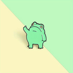 Funny Frog Brooch For Men Cartoon Baked Paint Enamel Frog Pin