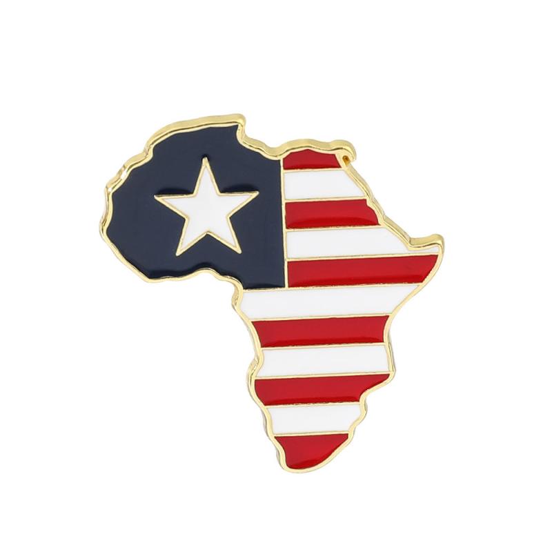 African Map Enamel Brooch
