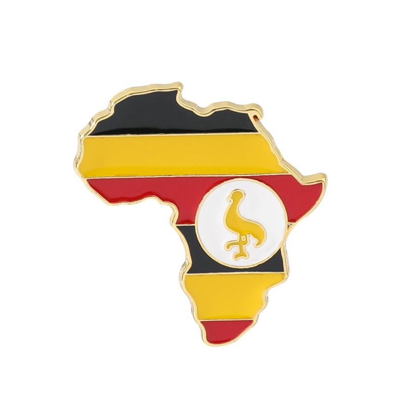 African Map Enamel Brooch