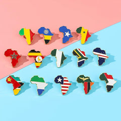 African Map Enamel Brooch