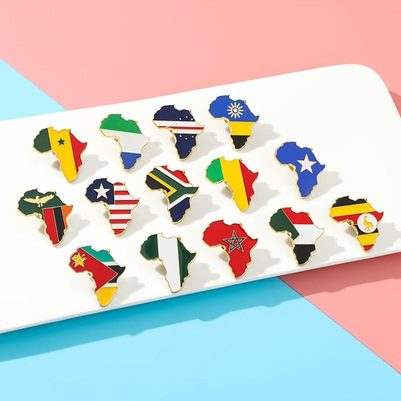 African Map Enamel Brooch