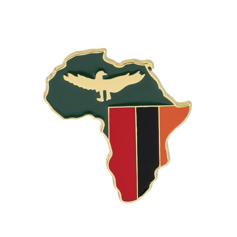 African Map Enamel Brooch